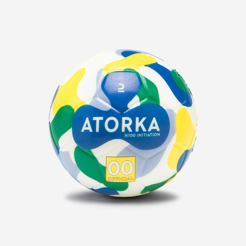 Bola de Andebol de Iniciação Criança H100 T00 Azul/Amarelo/Verde