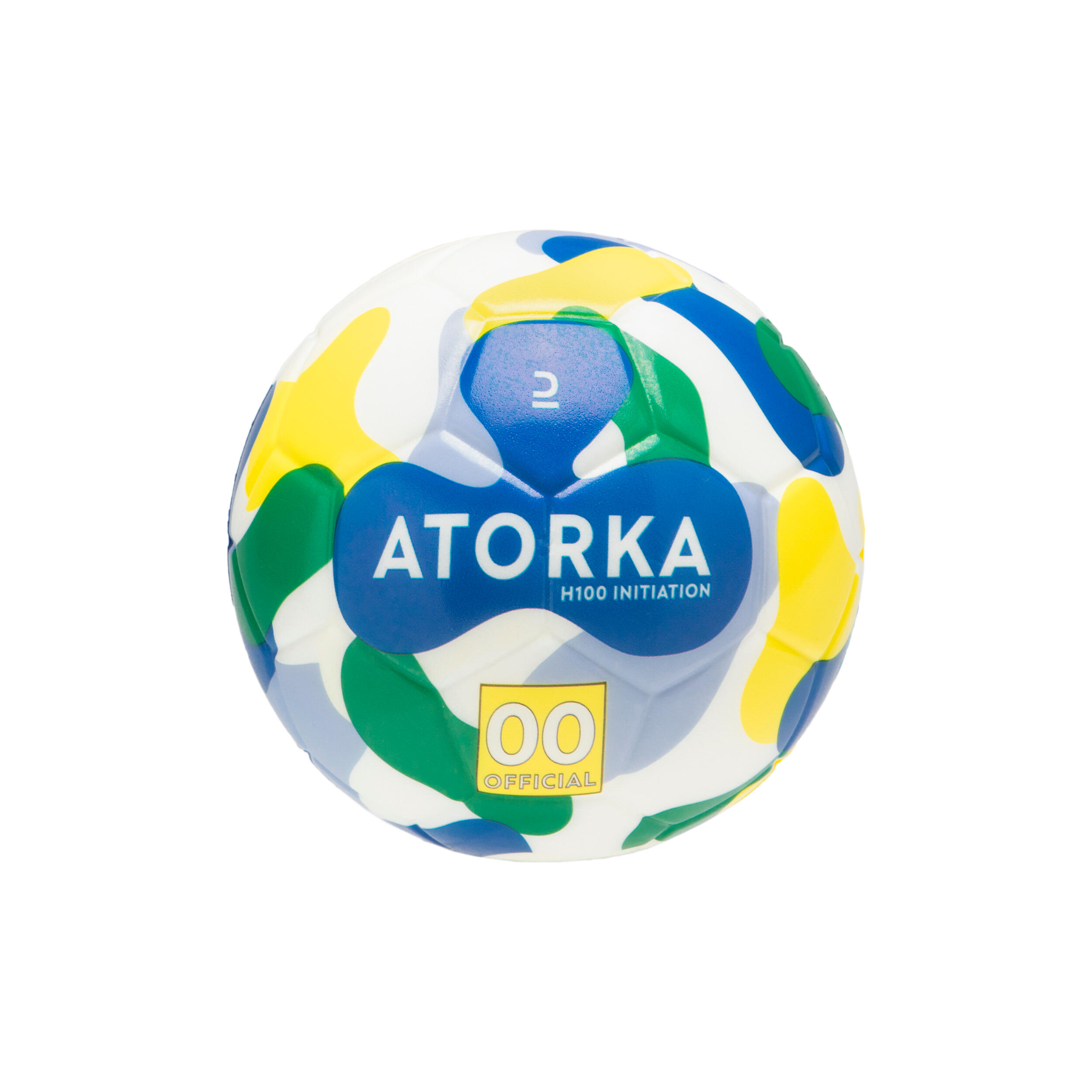 ATORKA Kids' Size 00 Beginner Handball H100 - Blue/Yellow/Green
