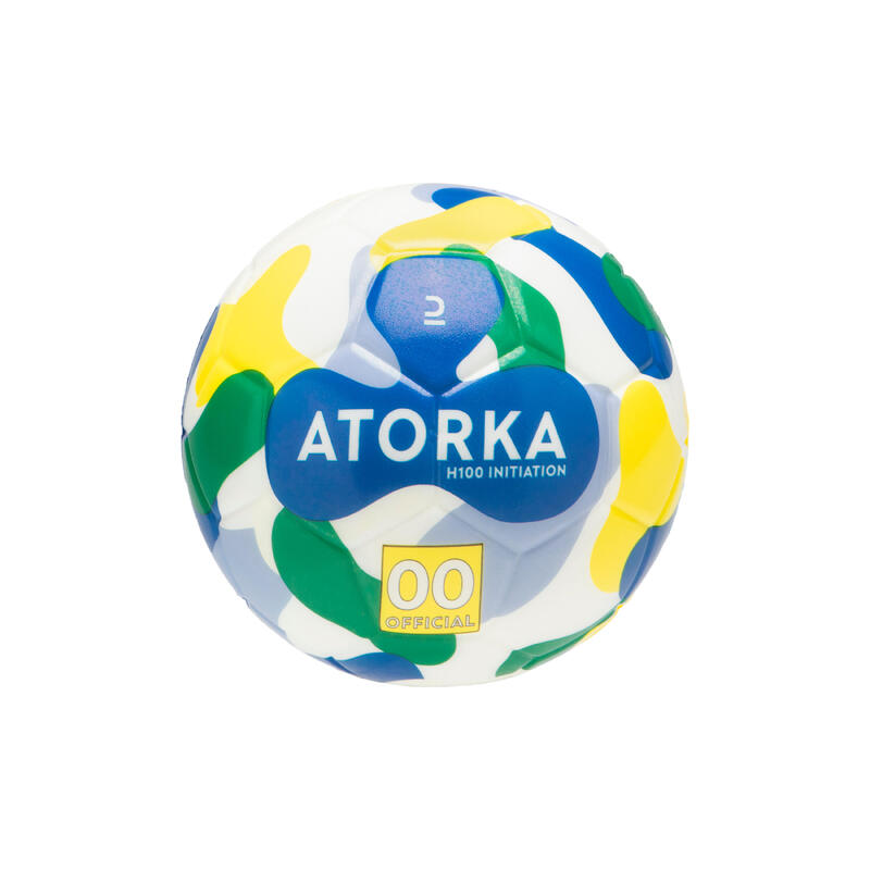 Ballon de handball Enfant H100 Initiation T00 bleu/jaune/vert