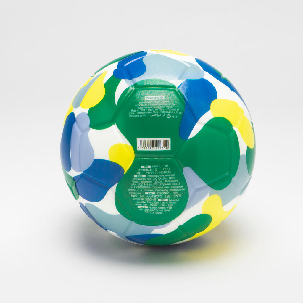 Bērnu handbola bumba H100, zaļa/zila/dzeltena
