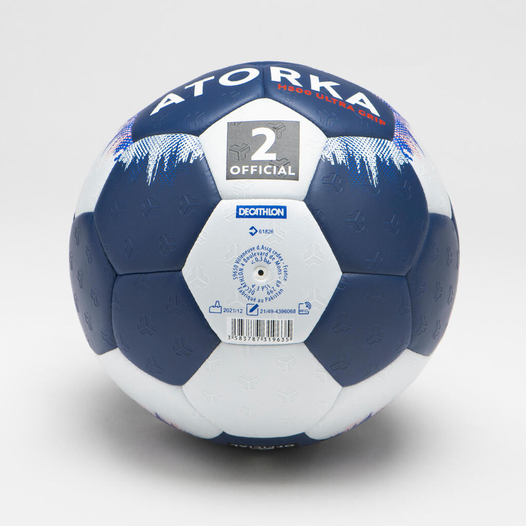 BALÓN DE BALONMANO H500 HÍBRIDO T2 AZUL OSCURO/BLANCO