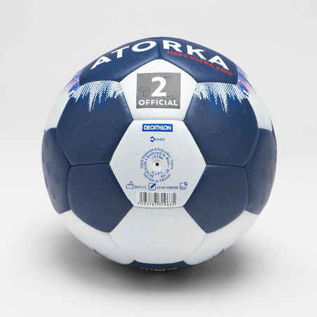 Balón de balonmano H500 híbrido T2 azul oscuro/blanco