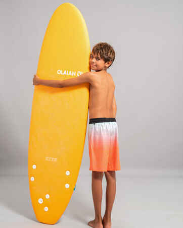 Boardshorts Surfen Jungen 550 Offshore  orange/türkis