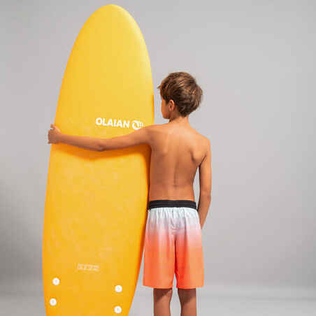 Boardshorts Surfen Jungen 550 Offshore  orange/türkis