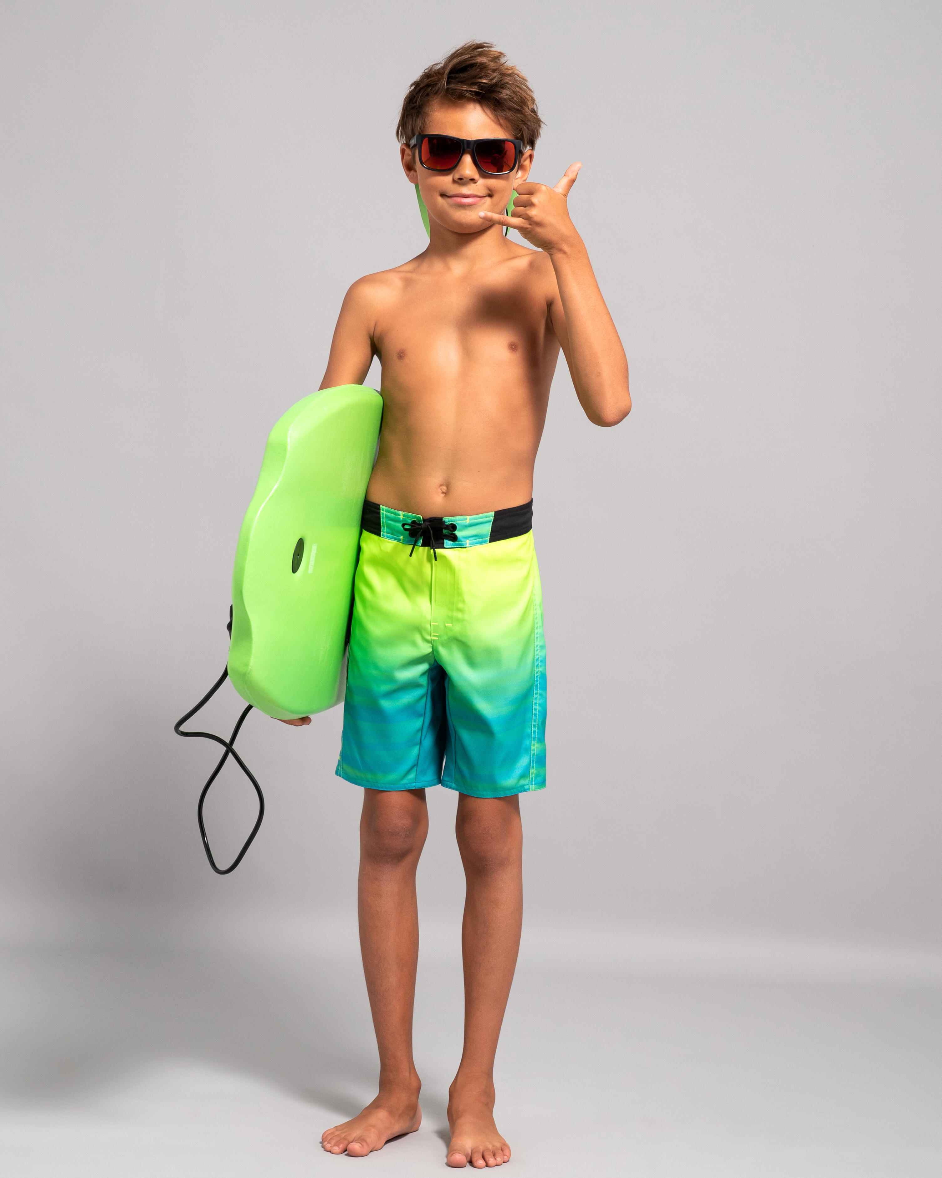 Boys’ Surfing Boardshorts - 550 Offshore Green - Green - Olaian - Decathlon
