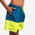 Boys’ surfing swim shorts with pockets - 100 Stories blue yellow