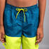 Boys’ surfing swim shorts with pockets - 100 Stories blue yellow