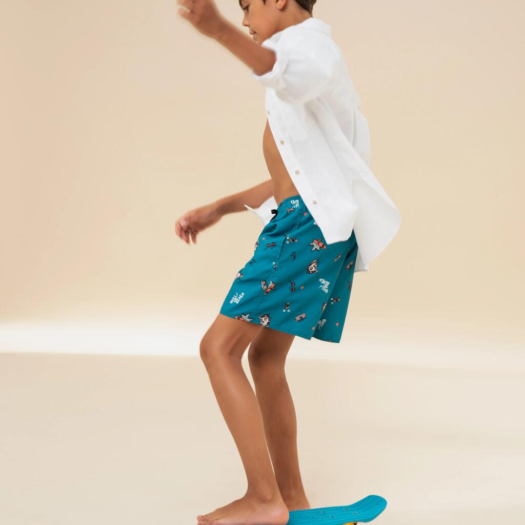 Short de bain surf à poches Garçon - 100 Stories kaki