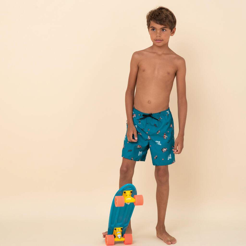 Short de bain surf à poches Garçon - 100 Stories kaki