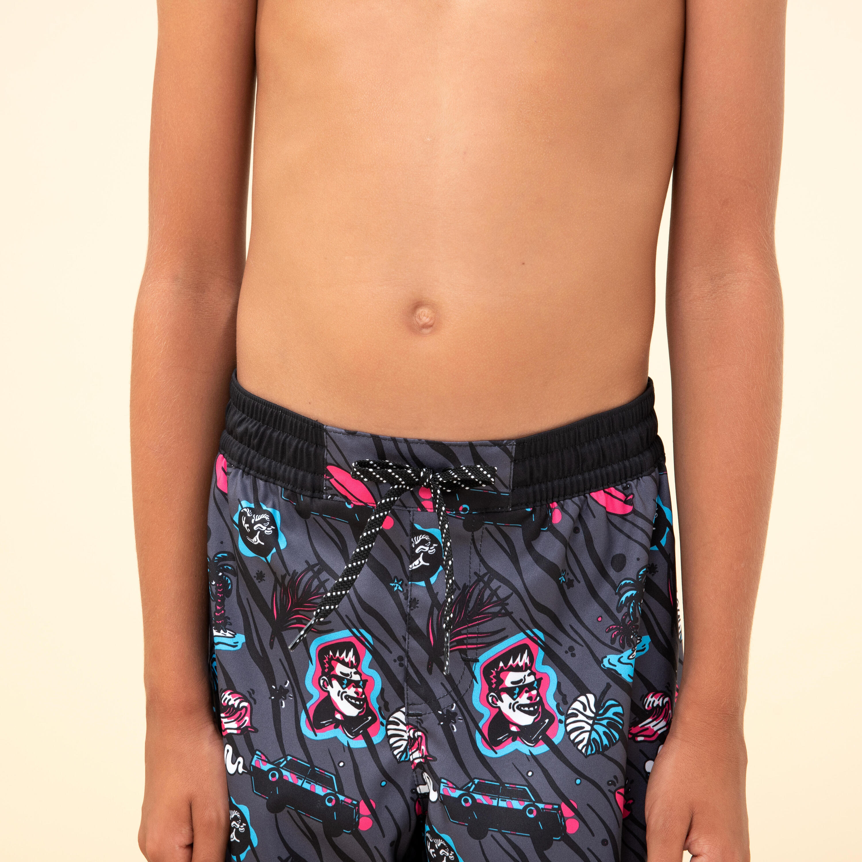 swim shorts 500 black pink 4/10