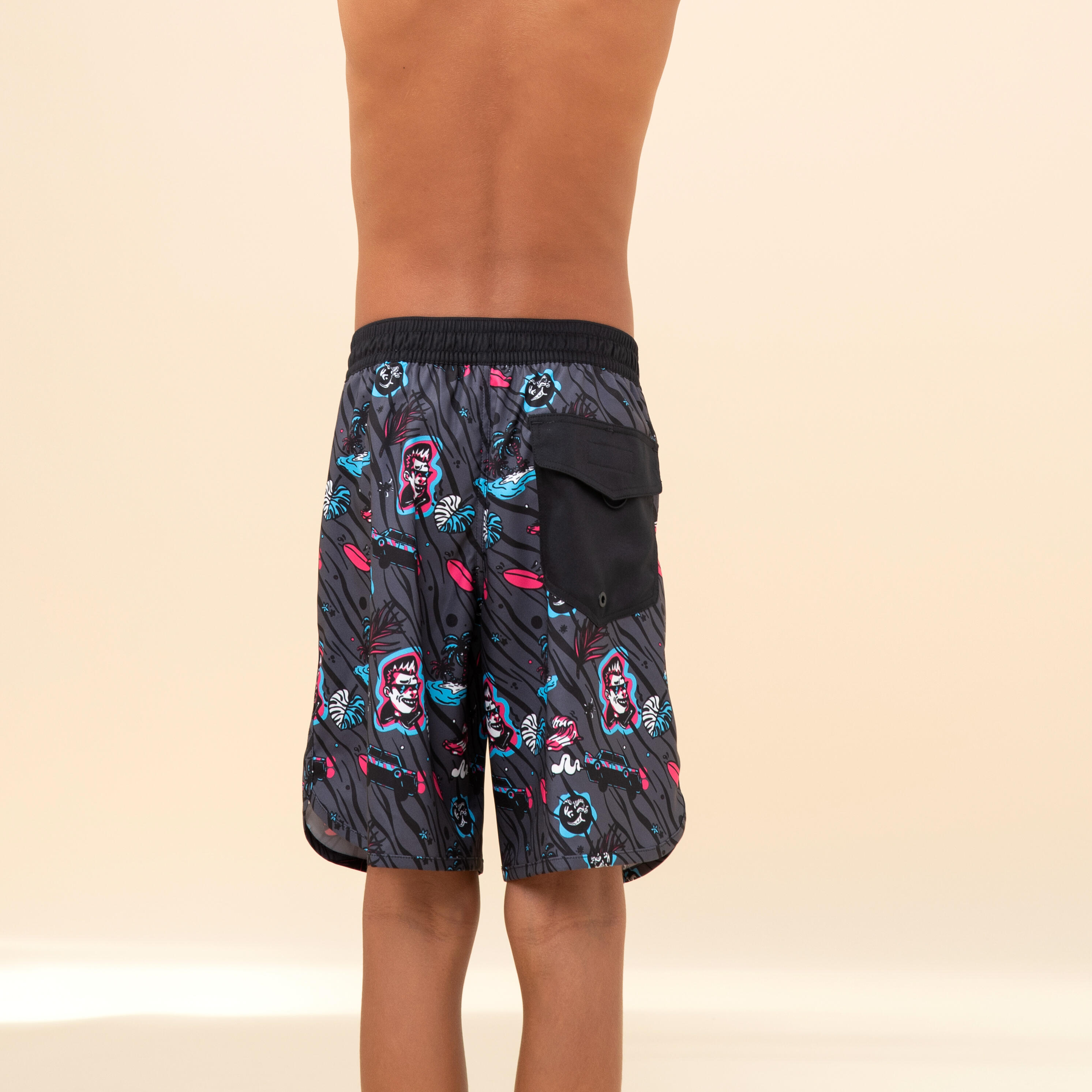 Boys' surfing boardshorts - 500 Offshore green and blue | Decathlon