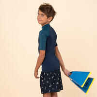 UV-Shirt kurzarm UV-Schutz Top 500 Jungen marineblau/petrol