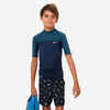 Boys’ short-sleeved sun top - navy blue and petrol