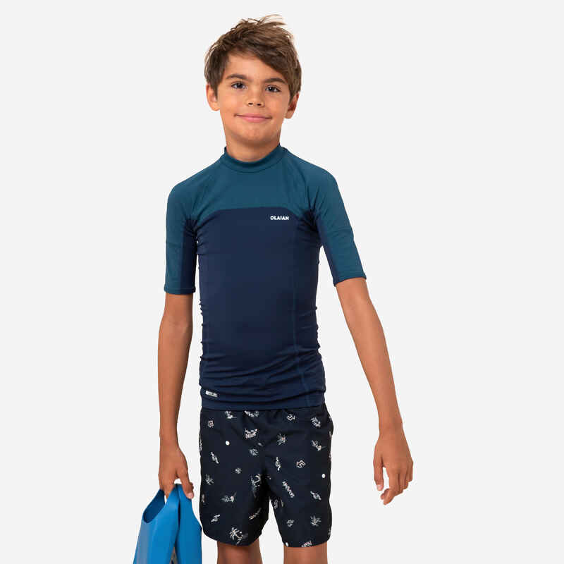 UV-Shirt kurzarm Kinder UV-Schutz50+ 500 dunkelblau/petrol