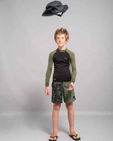 UV-Shirt langarm Kinder UV-Schutz 50+ 900 Neopren schwarz/khaki