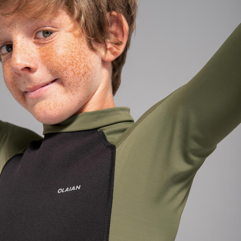 Camiseta neopreno protección solar manga larga Niños verde caqui