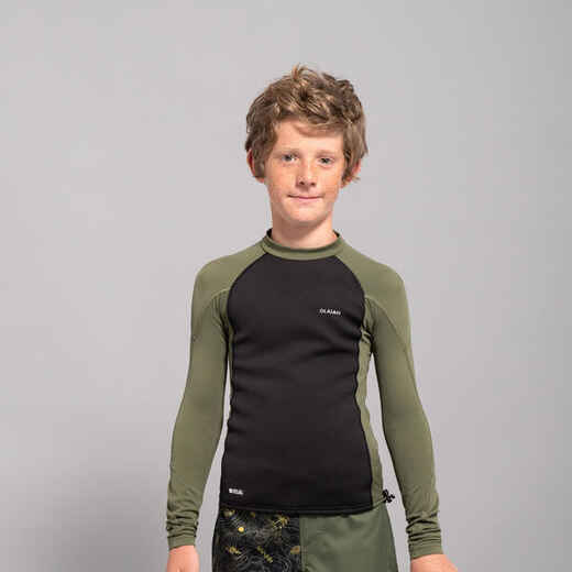 UV-Shirt langarm Kinder UV-Schutz 50+ 900 Neopren schwarz/neon-orange