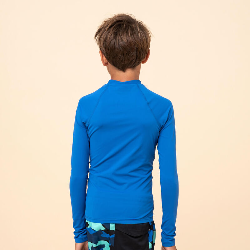 Uv-werende rashguard met lange mouwen voor kinderen blauw