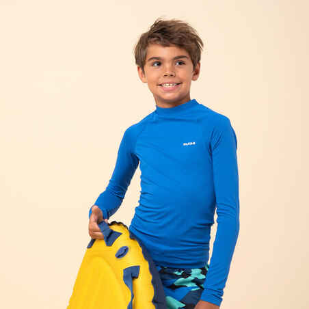 Modra majica z UV-zaščito z dolgimi rokavi 100 za otroke