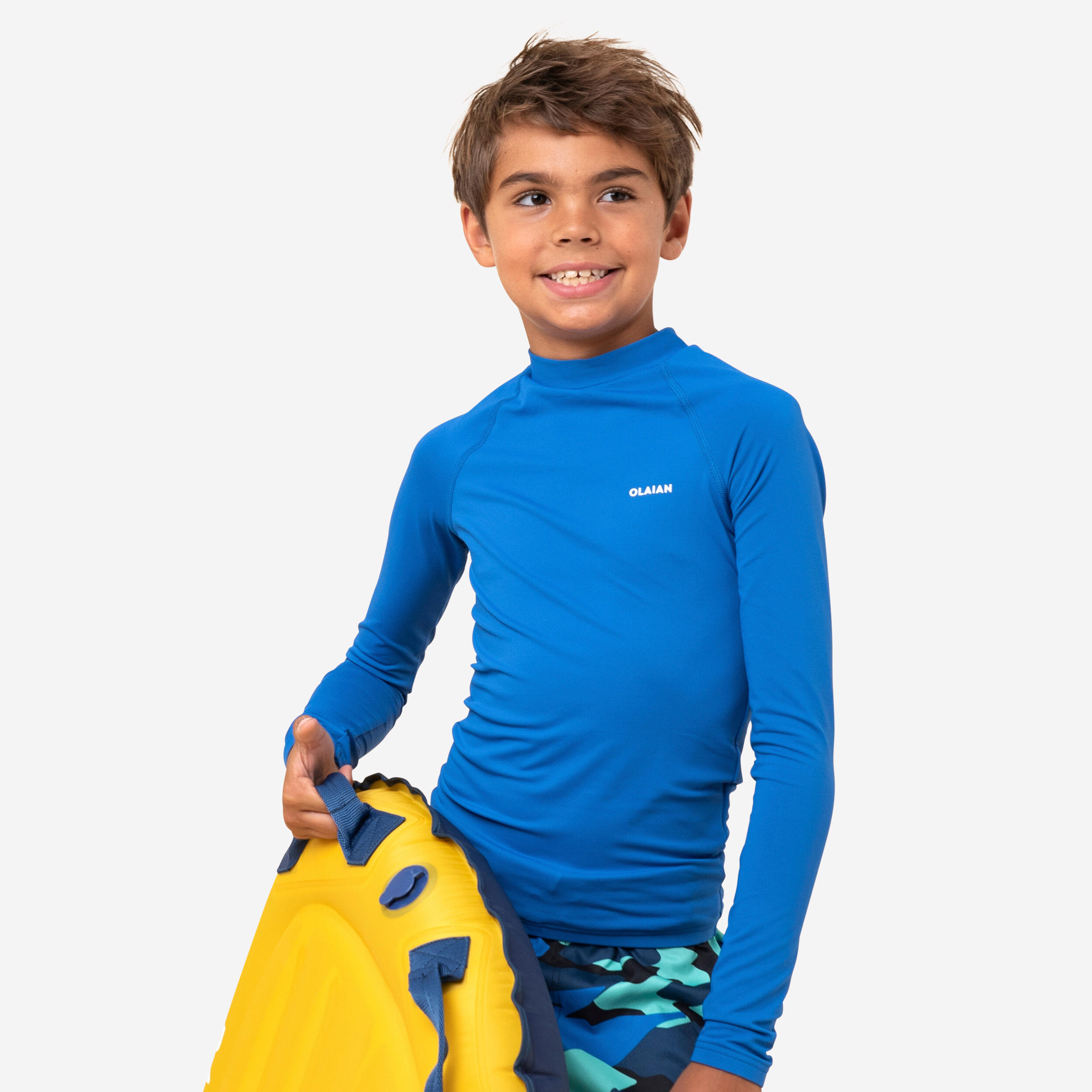 Children's blue long-sleeve anti-UV tee shirt