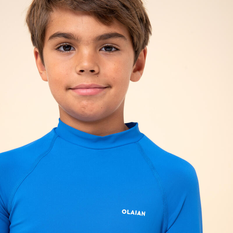 Uv-werende rashguard met lange mouwen voor kinderen blauw