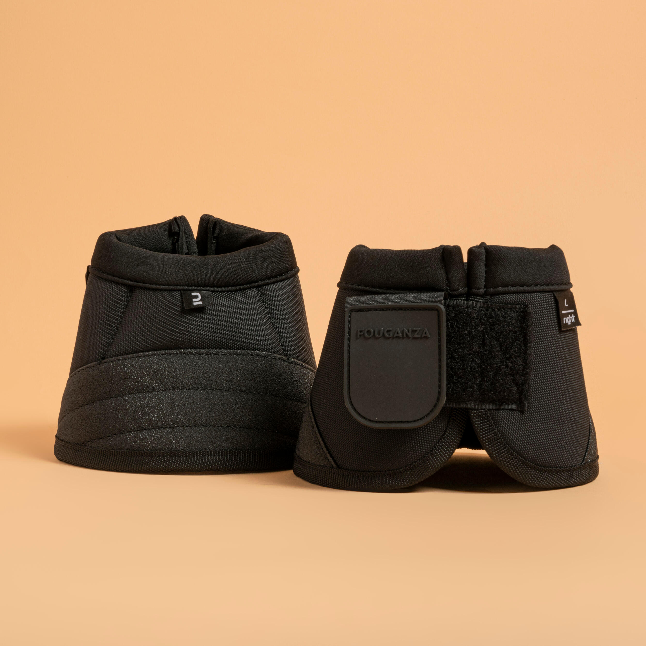 Fouganza - Cloches Équitation Ouvertes Cheval Et Poney - 500 Noires X2 - Cloche A Sabot - Sport Equestre - Noir - 40m - Decathlon