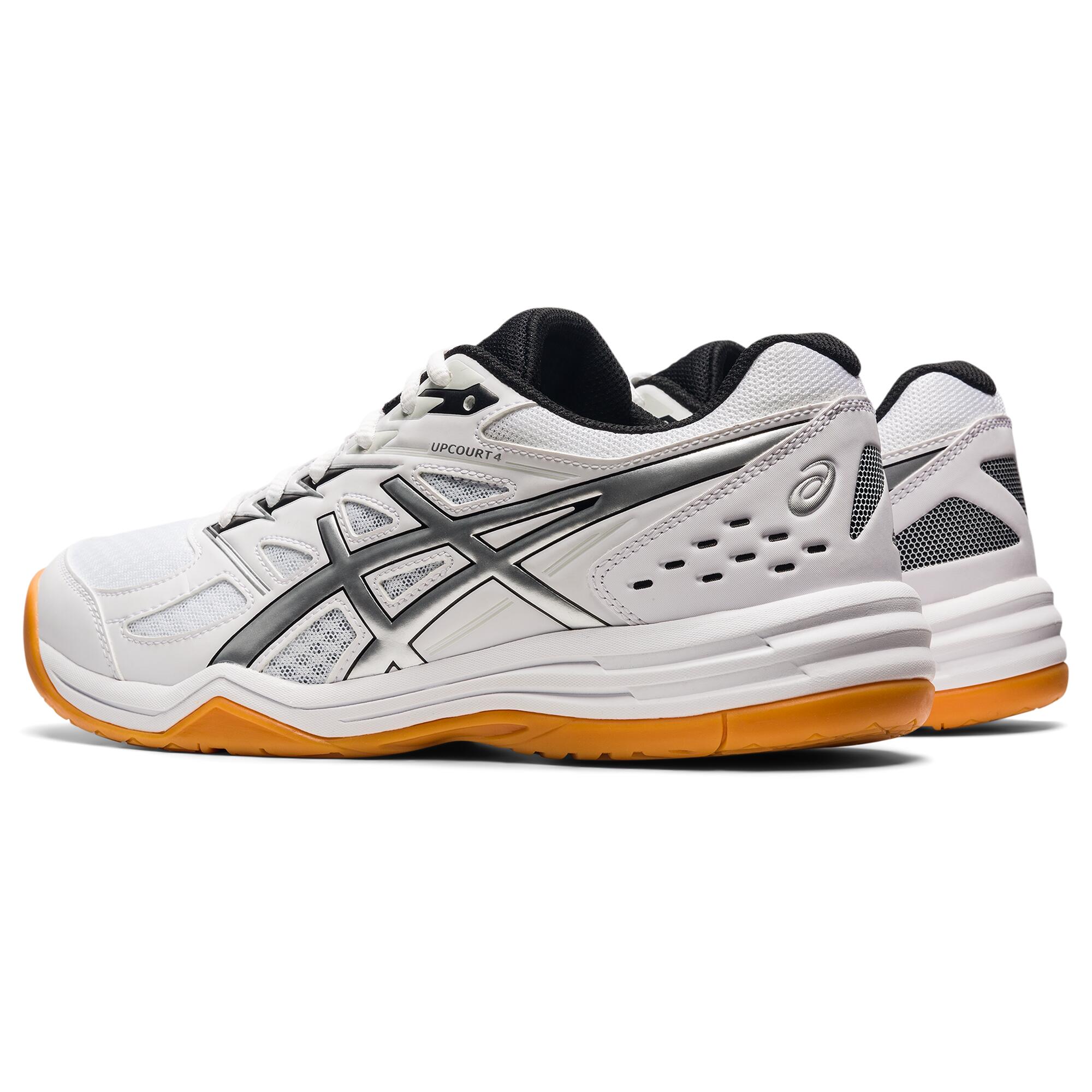 ASICS Schoenen voor badminton, squash en zaalsporten Upcourt 4 wit/zilver |  Decathlon