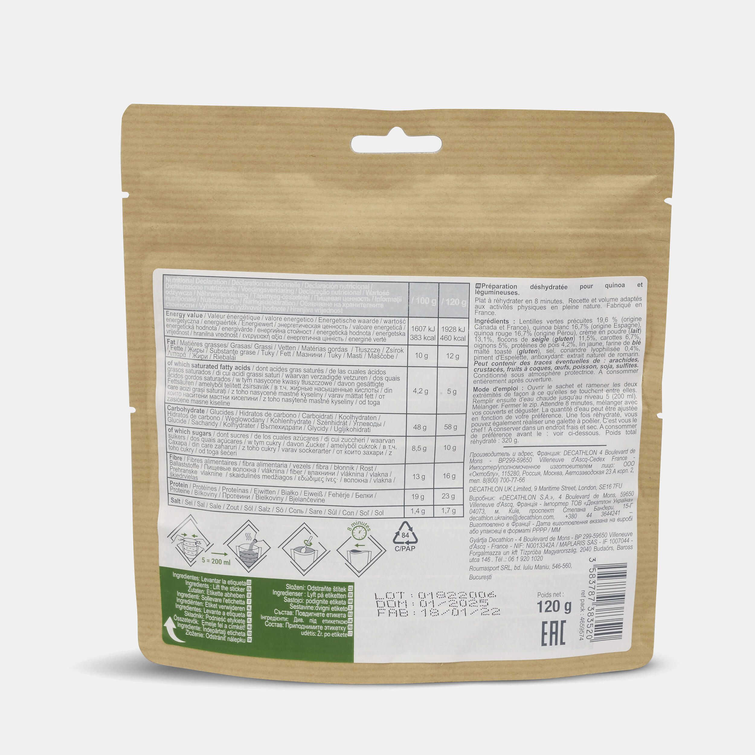 Vegetarian Dehydrated Meal - Vegetable Quinoa Duo - 120 g 2/3