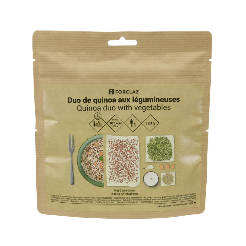 Vegetarische vriesdroogmaaltijd voor trekking Quinoa duo met groene linzen 120 g