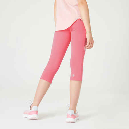 Girls' Breathable Cropped Bottoms S500 - Pink