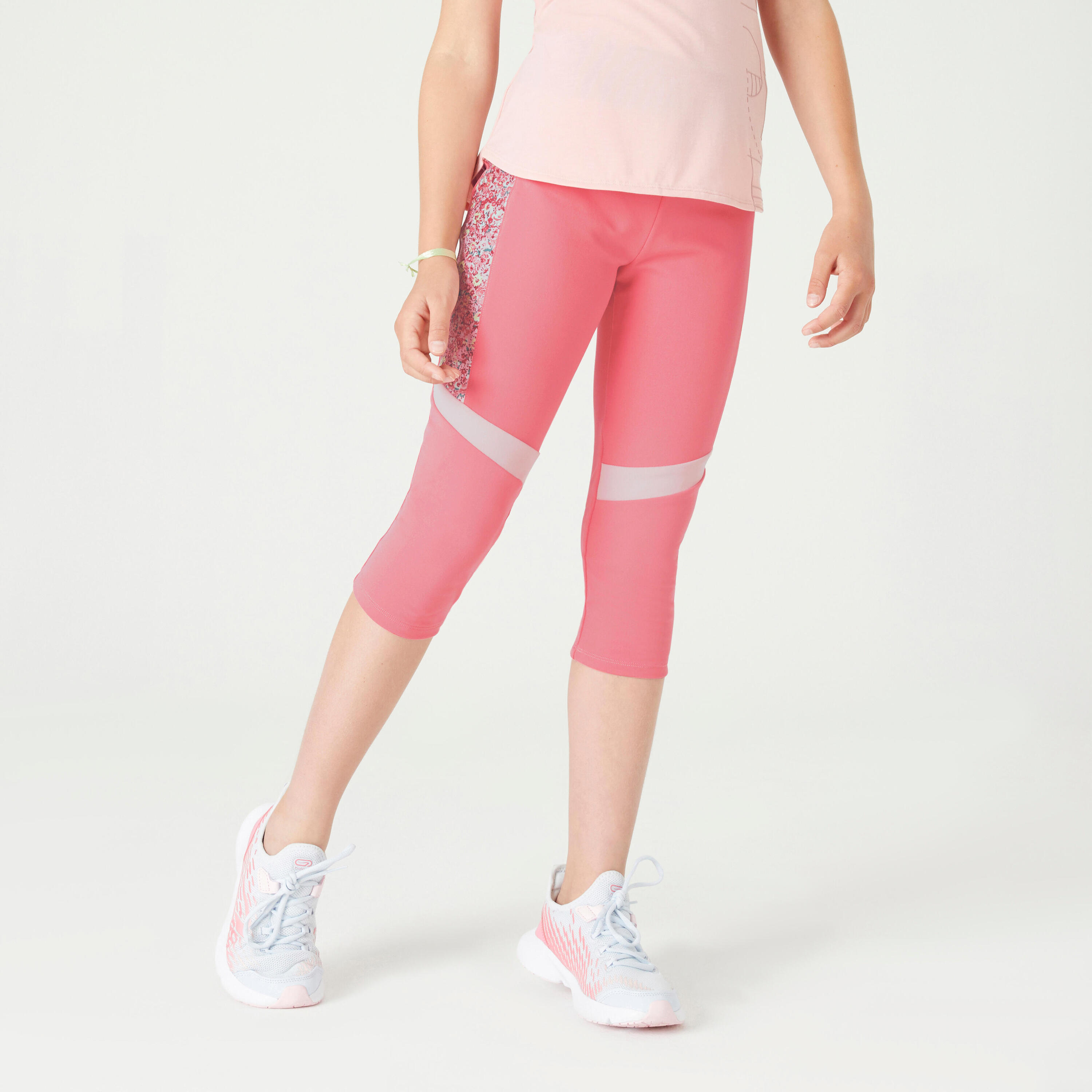 Girls' Breathable Cropped Bottoms S500 - Pink 1/4