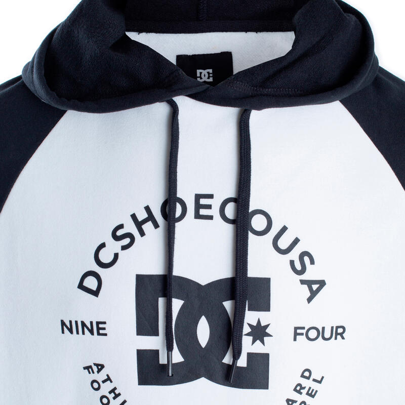 SWEAT SHIRT A CAPUCHE HOMME ET FEMME DC SHOES NOVA RAGLAN BLANC ET NOIR