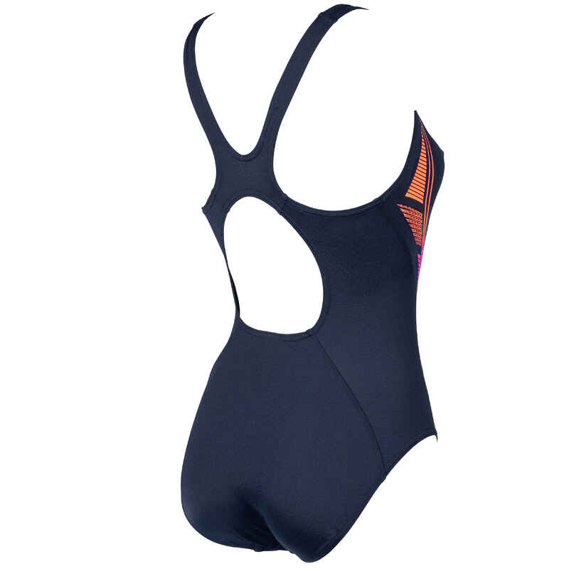 Women’s Swimming 1-Piece Swimsuit Speedo Muscleback Navy Pink - Decathlon