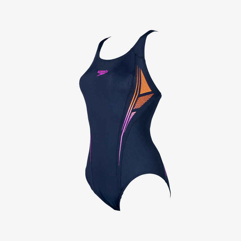 Women’s Swimming 1-Piece Swimsuit Speedo Muscleback Navy Pink - Decathlon