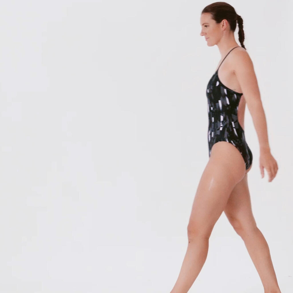 Crno-sivi ženski jednodelni kupaći kostim SPEEDO ALL-OVER