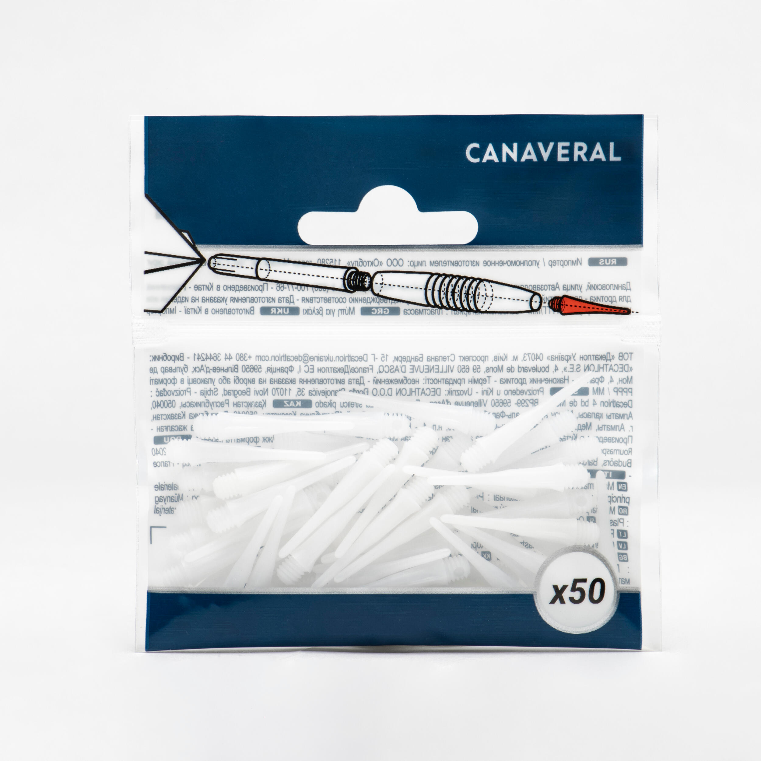 CANAVERAL Hroty na plastové šípky (Soft Tip) biele 50 ks bez · záber 3