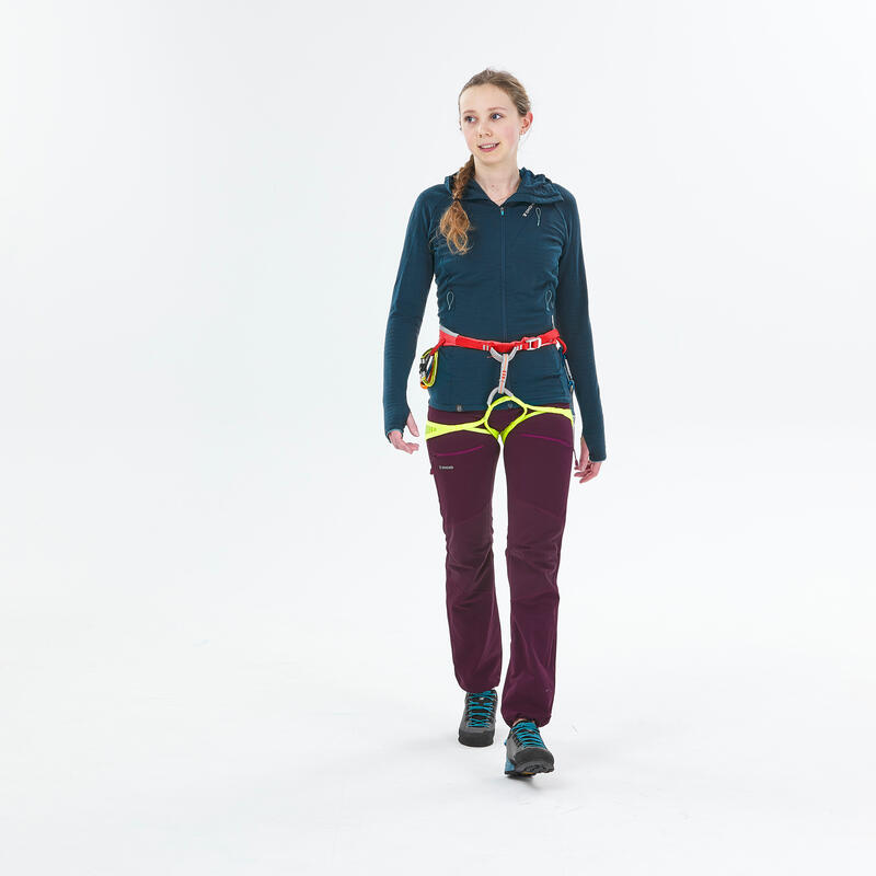 Lichte broek voor klimmen en alpinisme dames Rock Evo bordeaux