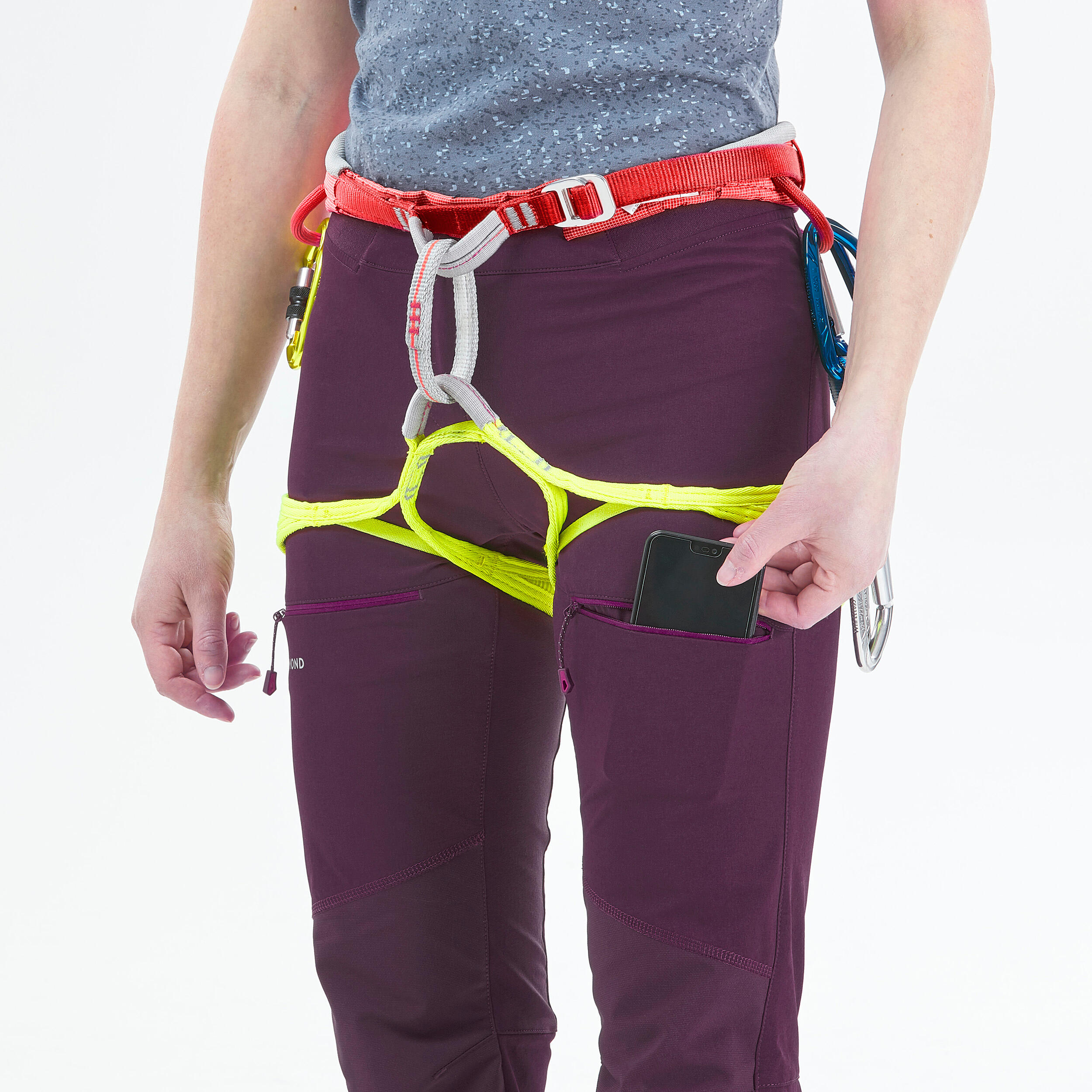 Pantaloni leggeri da donna per arrampicata e alpinismo - ROCK EVO bordeaux