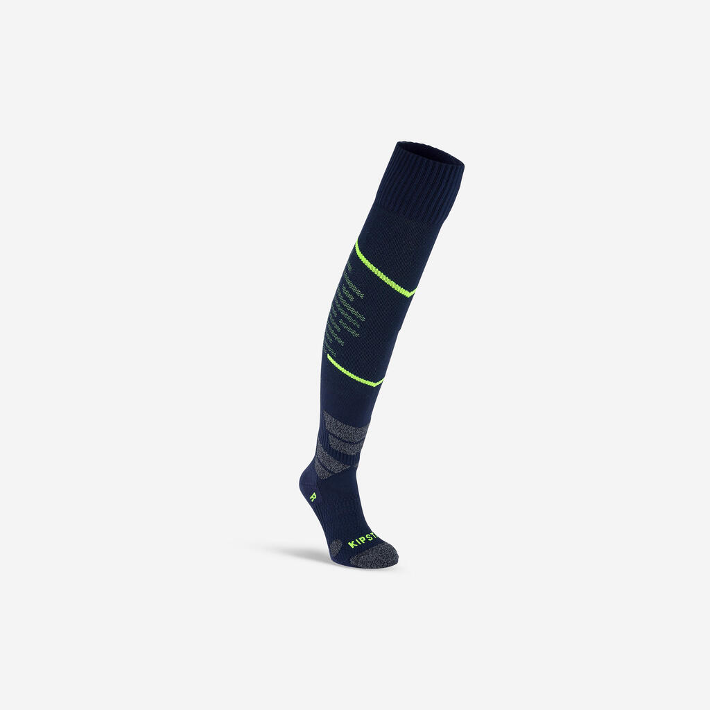 Kids' High Football Socks CLR - Blue/Neon Yellow