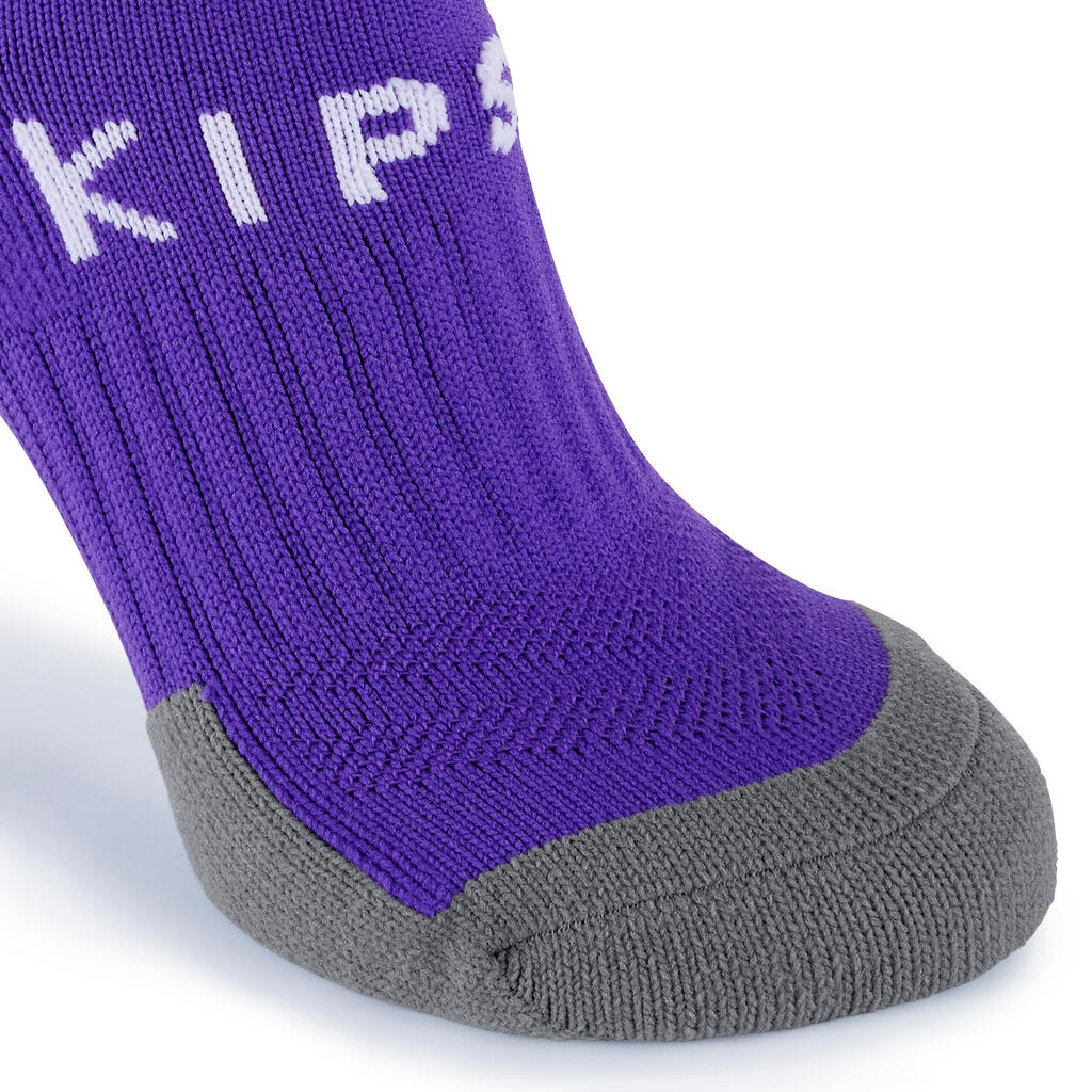 Kids' Football Socks Viralto Club - Purple with Stripes