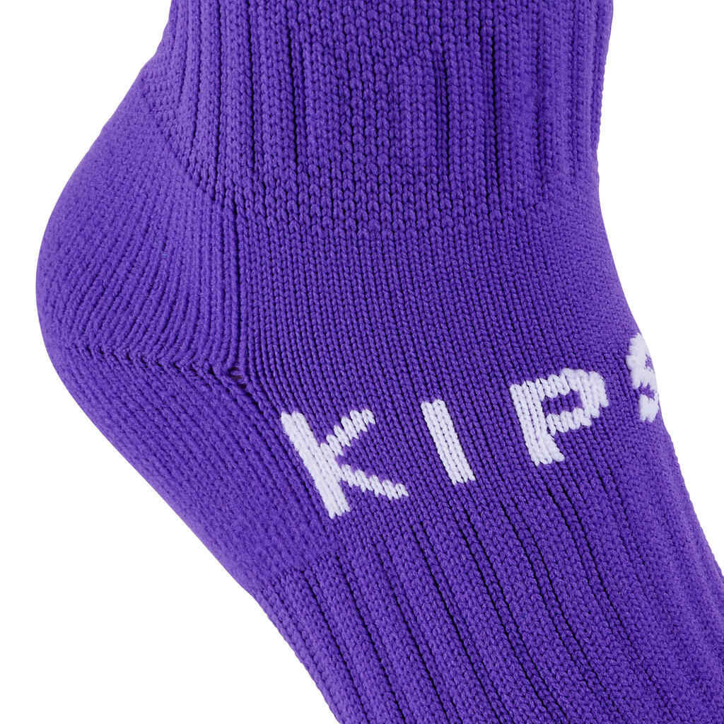 Kids' Football Socks Viralto Club - Purple with Stripes