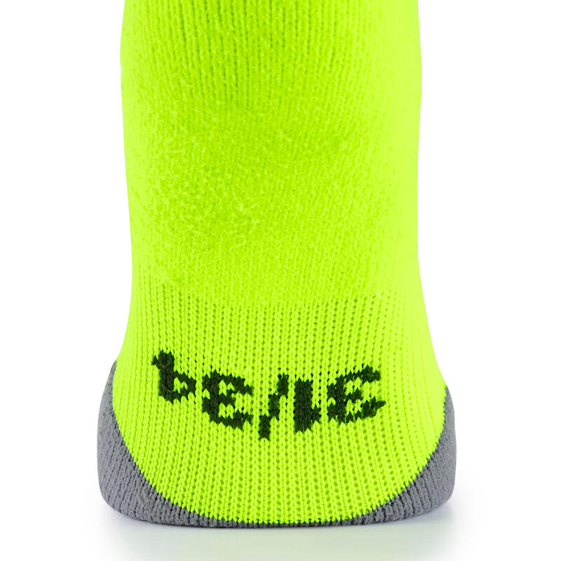 Kids' Football Socks Viralto Solo - Neon Yellow with Stripes