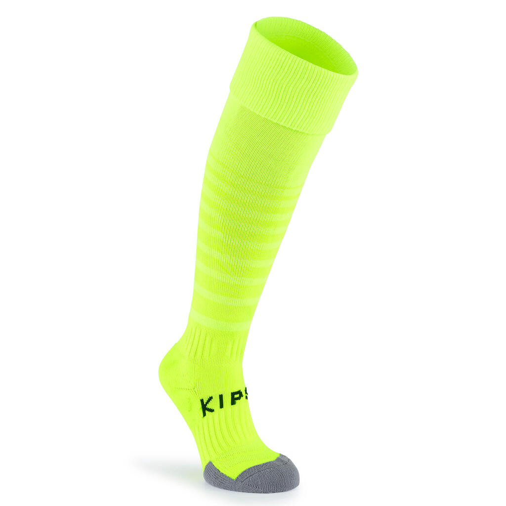 Kids' breathable football socks, lemon