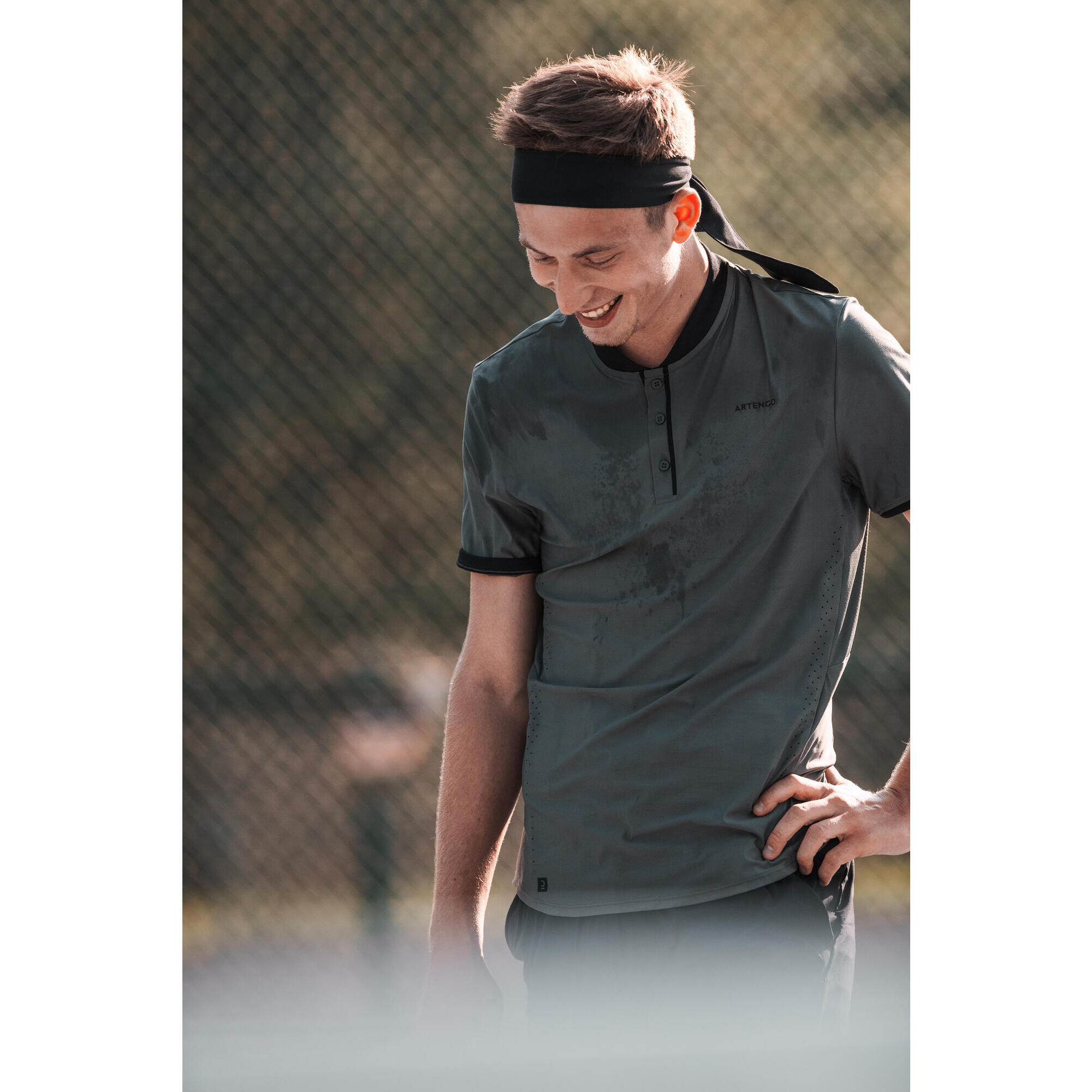 Uomo  ARTENGO Maglietta da tennis a maniche corte - DRY+ Khaki