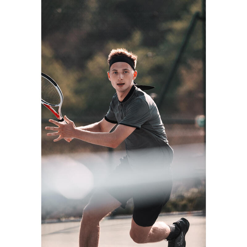Férfi teniszpóló, rövid ujjú, DRY+, khaki