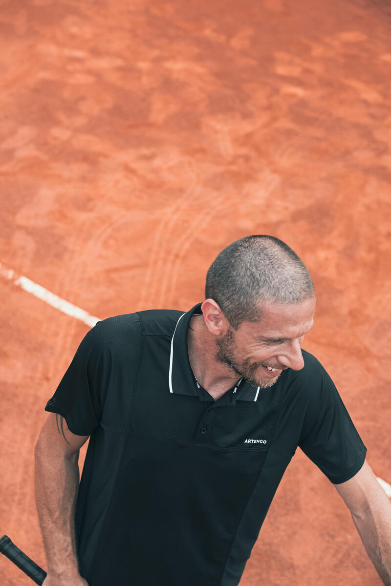 Tennispolo met korte mouwen voor heren DRY zwart