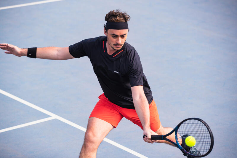 T-shirt tennis manches courtes Homme - ARTENGO DRYVN Noir rouge