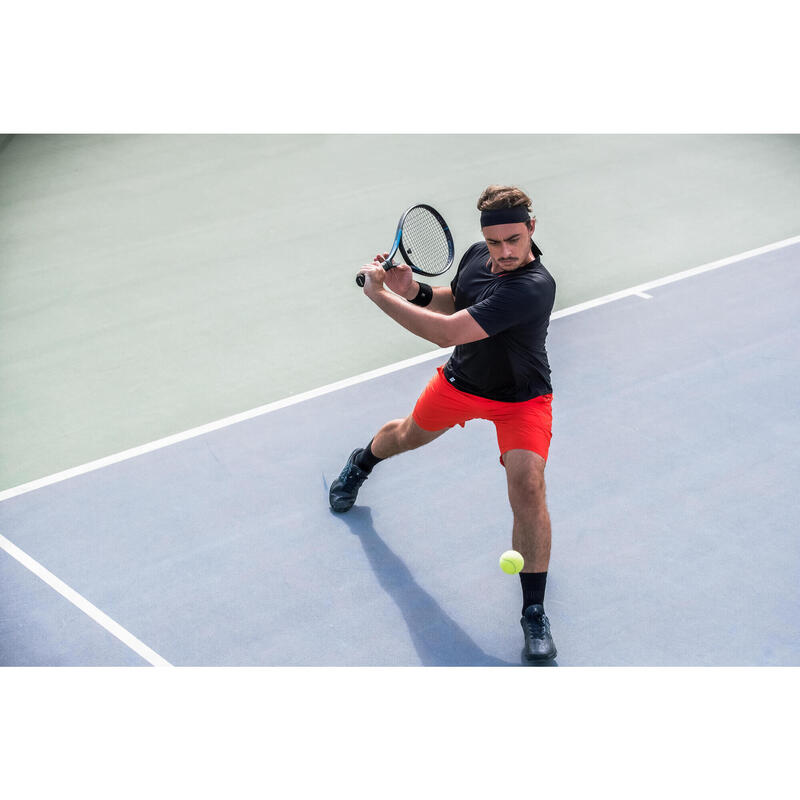 男款網球短袖 T 恤 TTS DRY－黑色／紅色