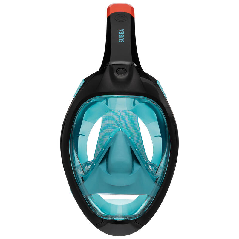 Maschera snorkeling adulto EASYBREATH 900 immersione blu