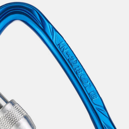 CLIMBING AND MOUNTAINEERING SCREWGATE CARABINER - ROCKY M BLUE